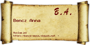 Bencz Anna névjegykártya