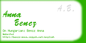 anna bencz business card